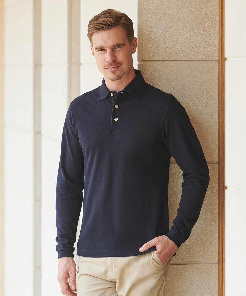 Long sleeve cotton polo shirt 1