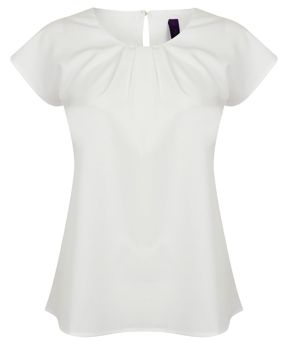 Women's pleat front short sleeve blouse 3