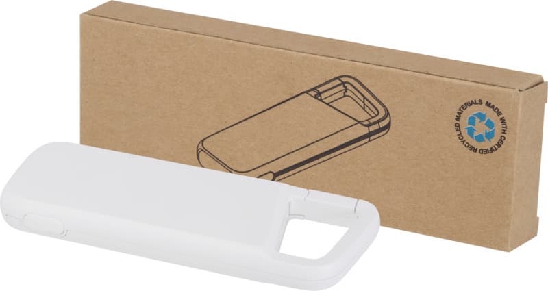 Alkes 5000 mAh 12W recycled plastic water resistant power bank with carabiner