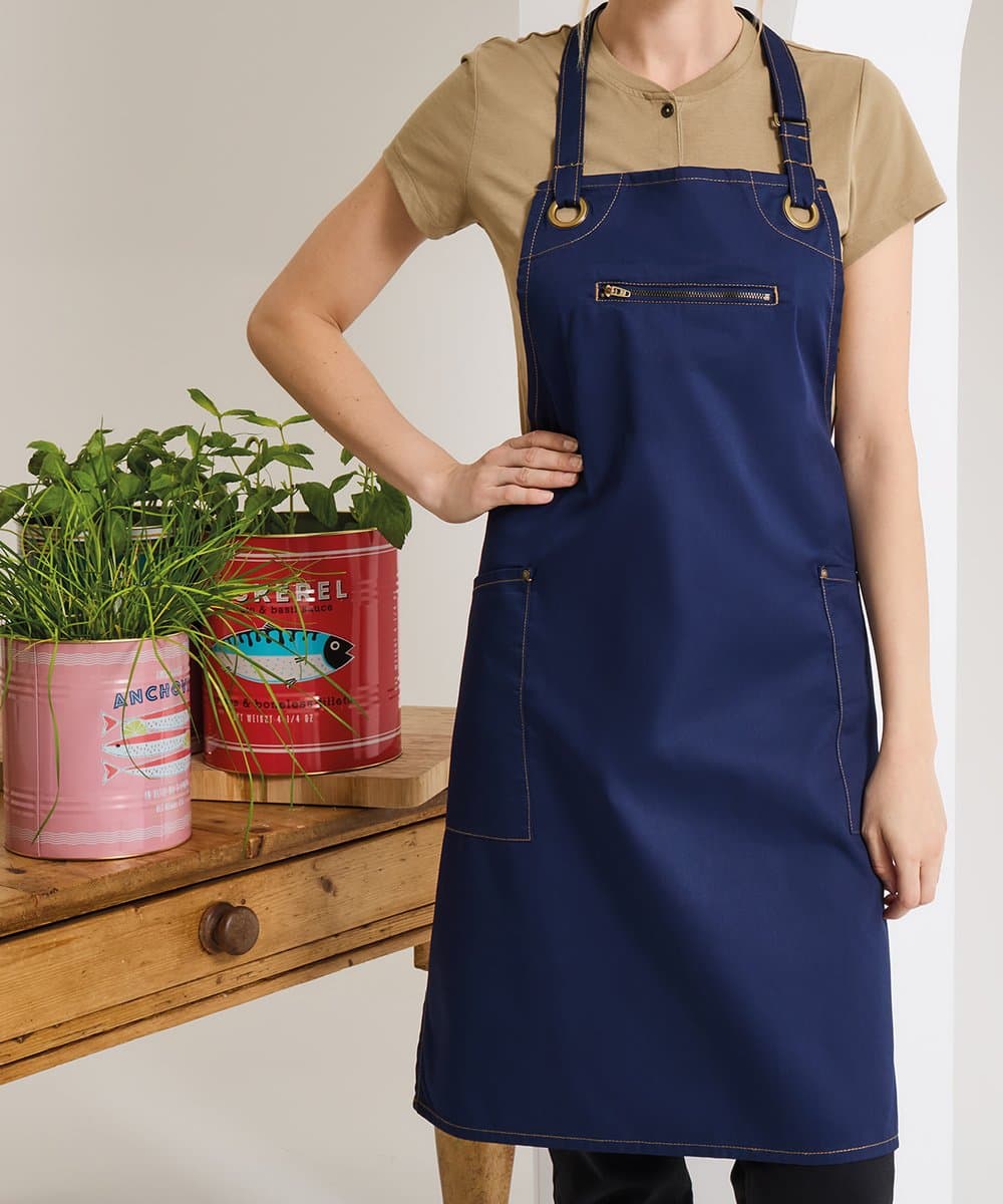 ‘Barley’ Contrast Stitch Bib Apron
