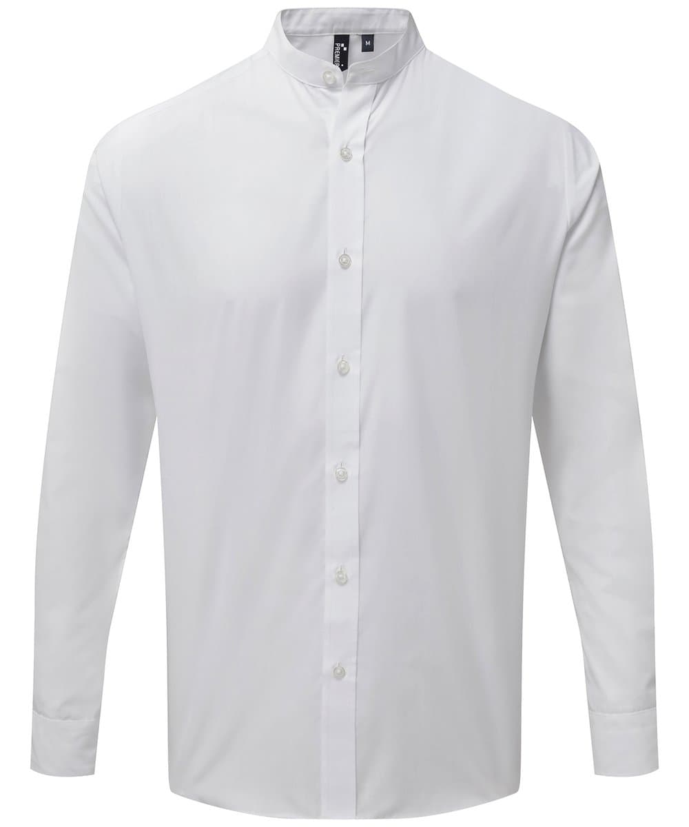 Banded collar grandad long sleeve shirt 3