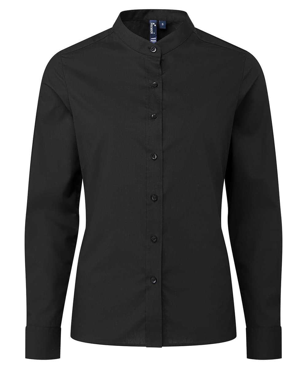 Women's banded collar 'grandad' shirt 2