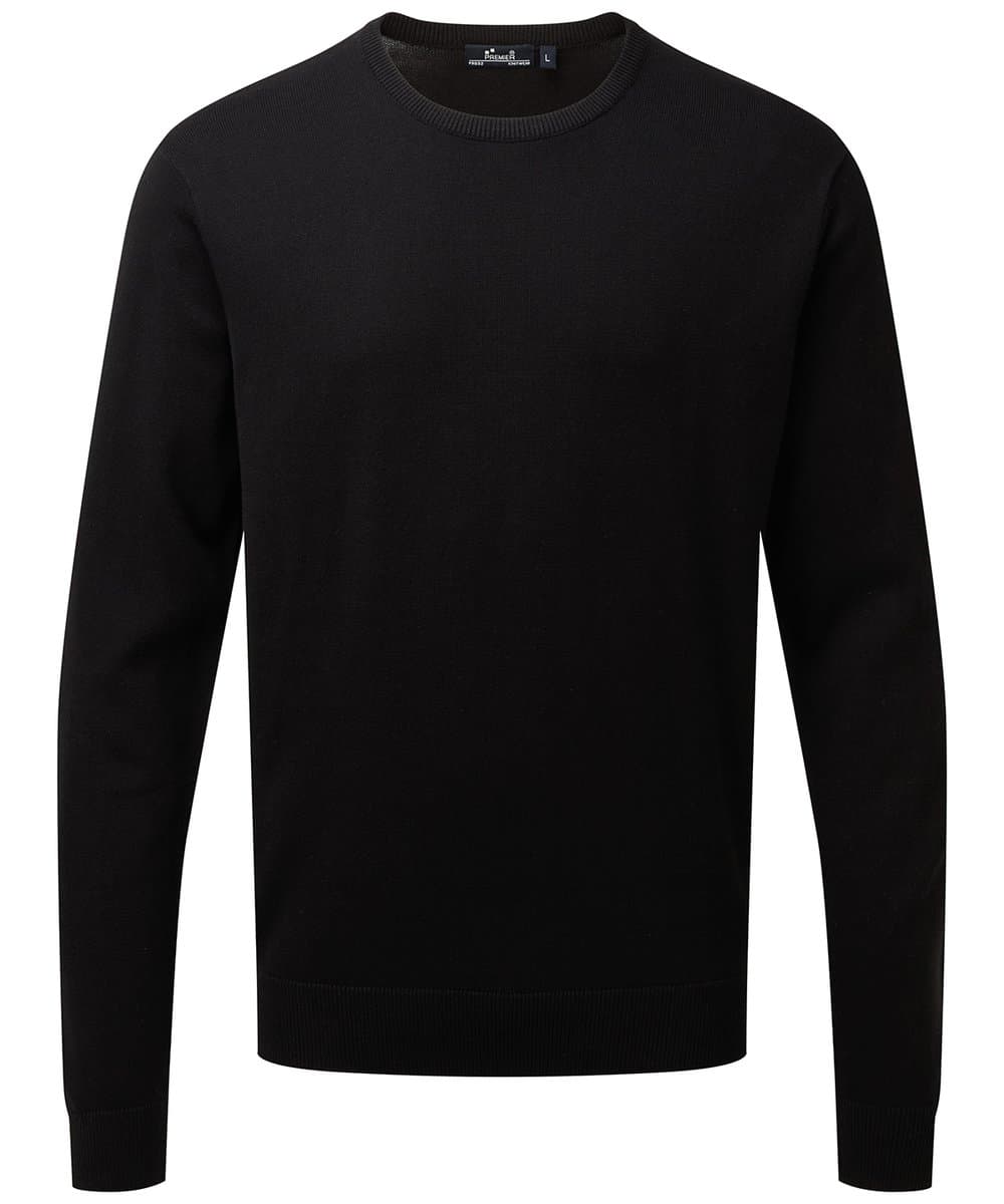 Crew neck cotton-rich knitted sweater 2