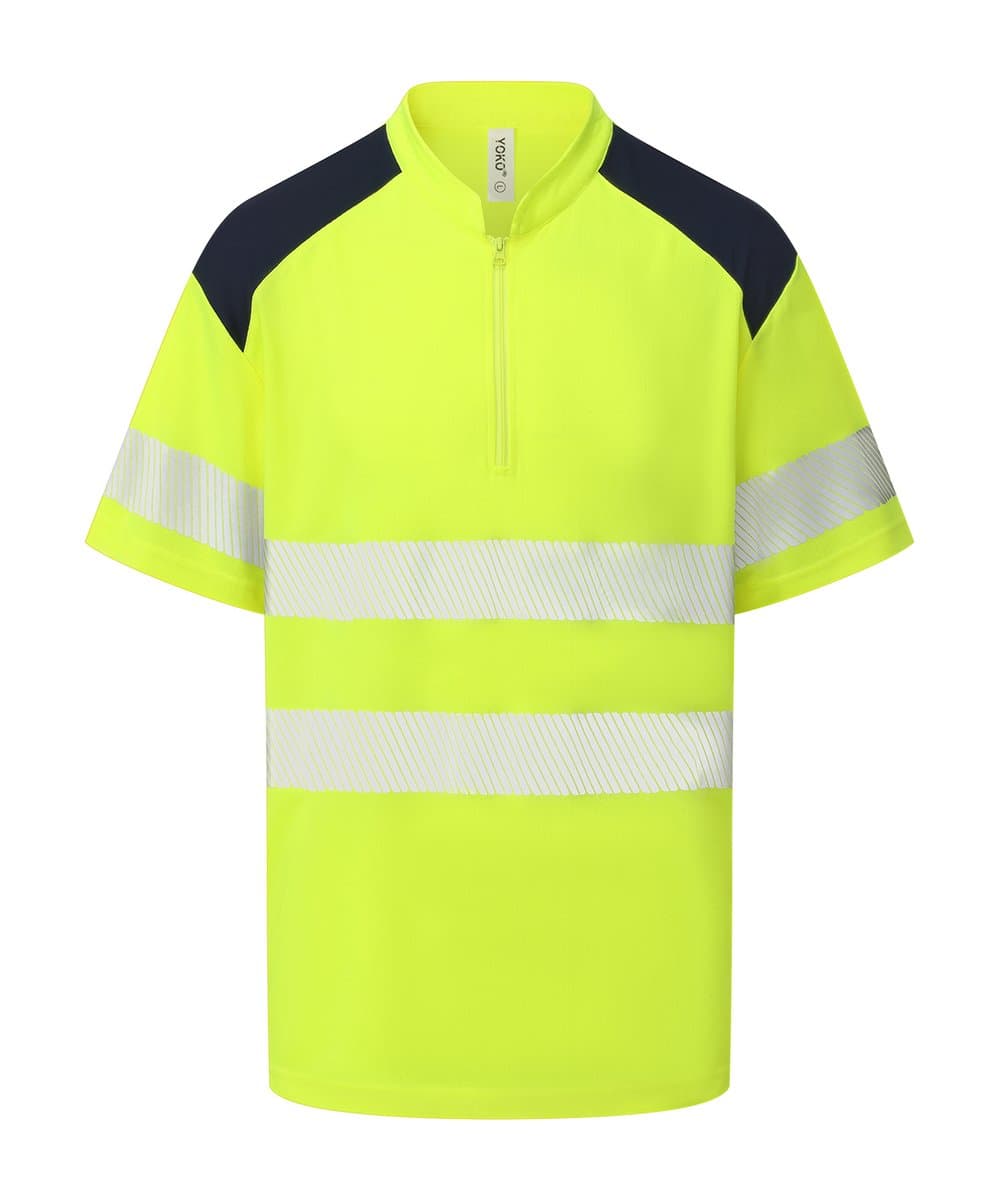 Hi-vis mandarin collar zip neck comfort trim polo (HVJ230) 2
