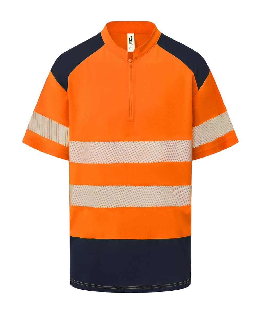 Hi-vis mandarin collar zip neck comfort trim polo (HVJ230) 3