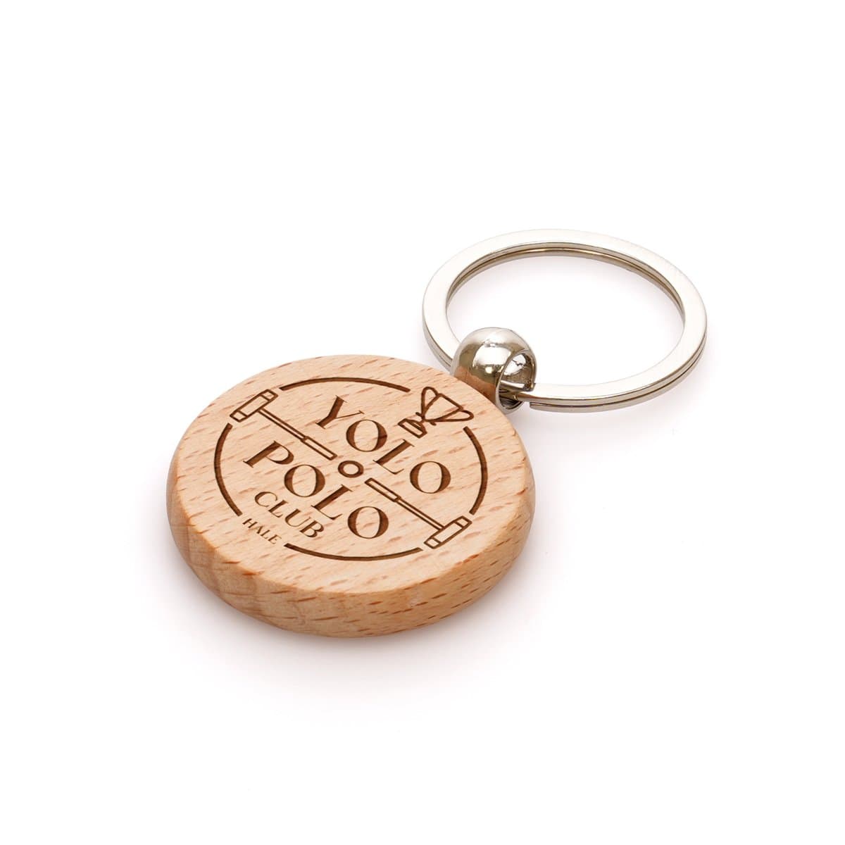 Round Beech Wooden Keyring 3