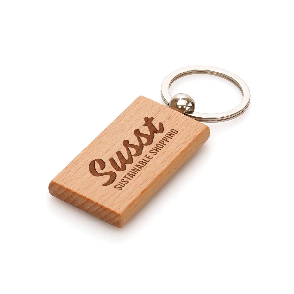 Rectangular Beech Wood Keyring 3