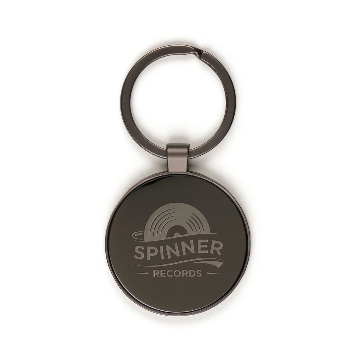Circular Gun Metal Keyring 2
