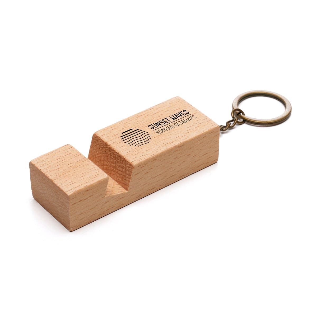 Beech Wood Phone Stand Keyring 2
