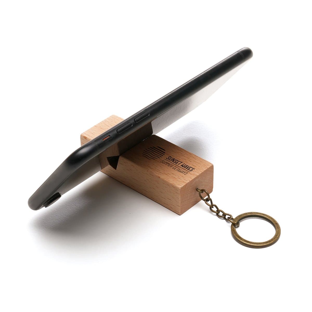 Beech Wood Phone Stand Keyring 3