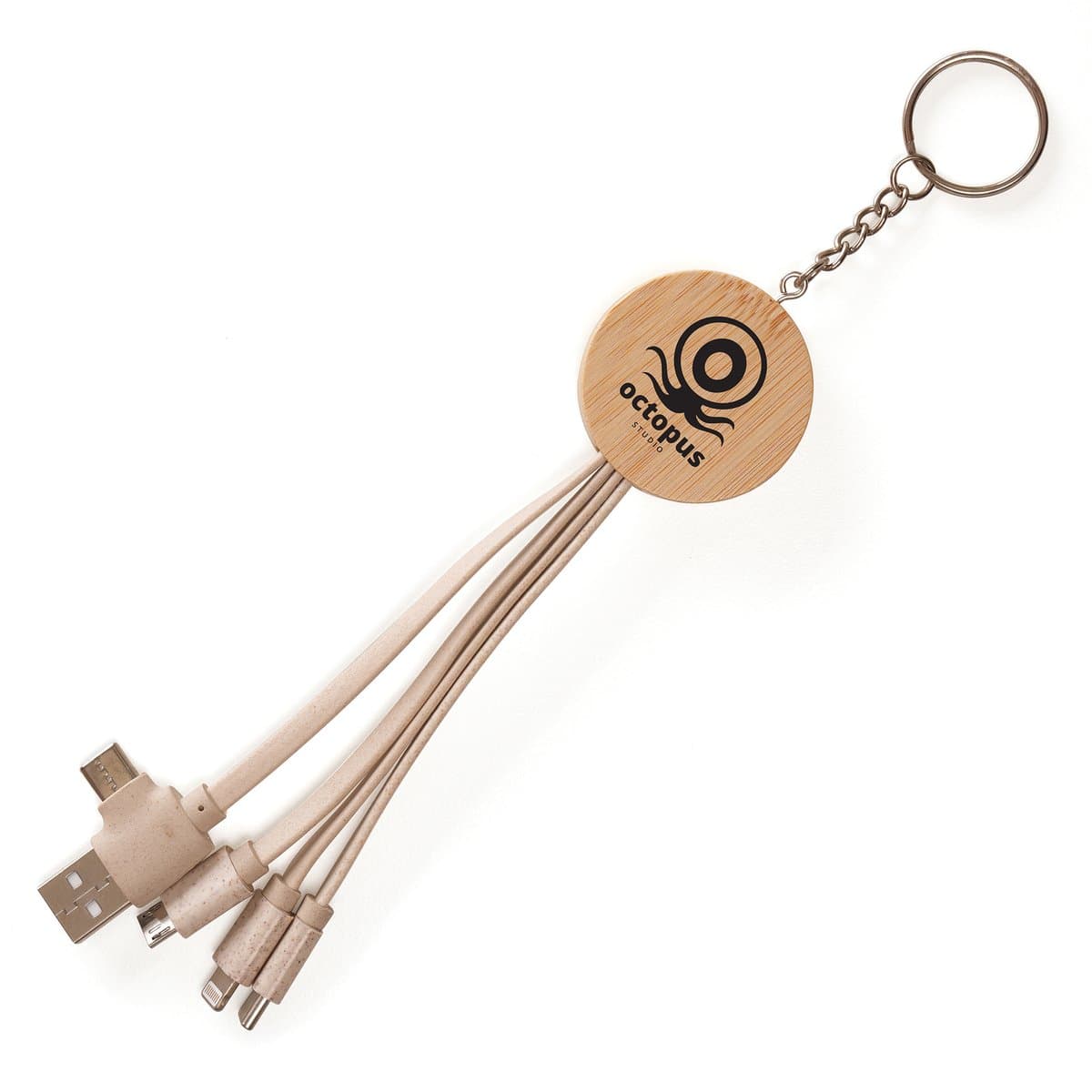 USB-C Round Bamboo And Wheat Straw Charger 2