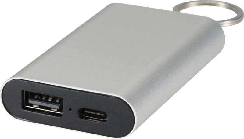 Arcturus 2000 mAh recycled aluminium power bank with keychain 4