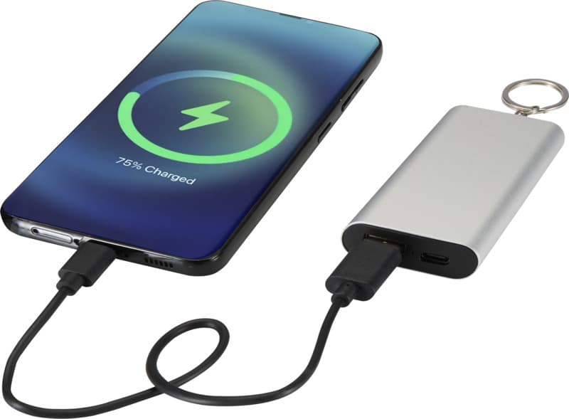 Arcturus 2000 mAh recycled aluminium power bank with keychain 5