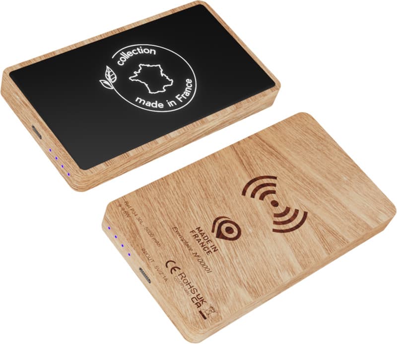 SCX.design P34 5000 mAh wooden wireless power bank 