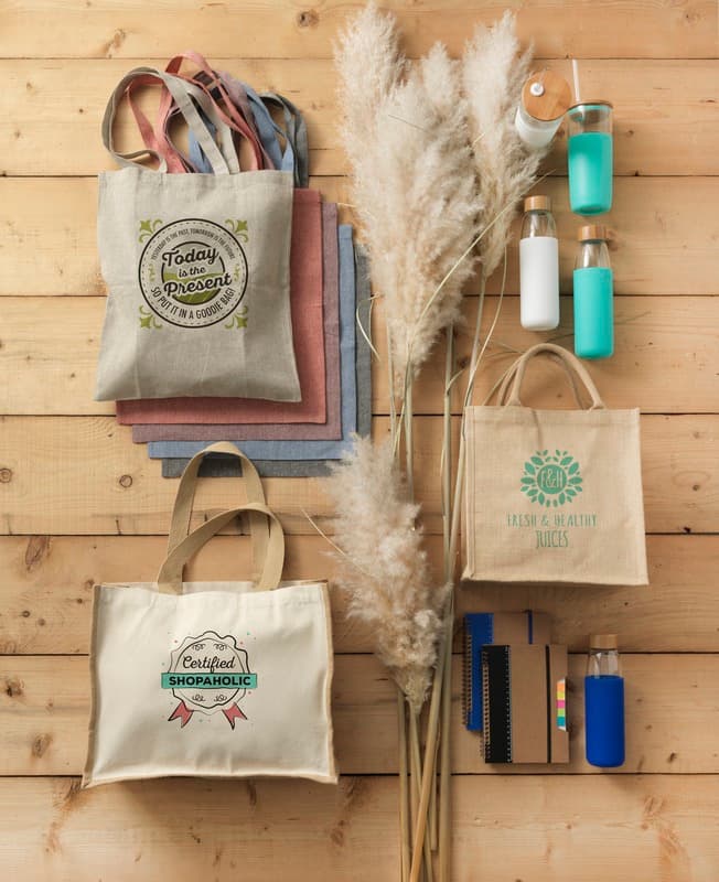 Varai 320 g/m² canvas and jute shopping tote bag 23L 4