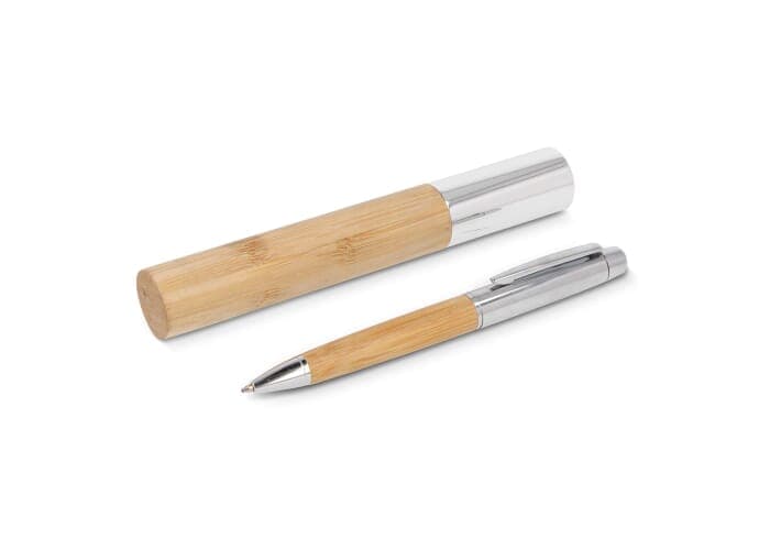 Metal Ball pen bamboo in tube 2
