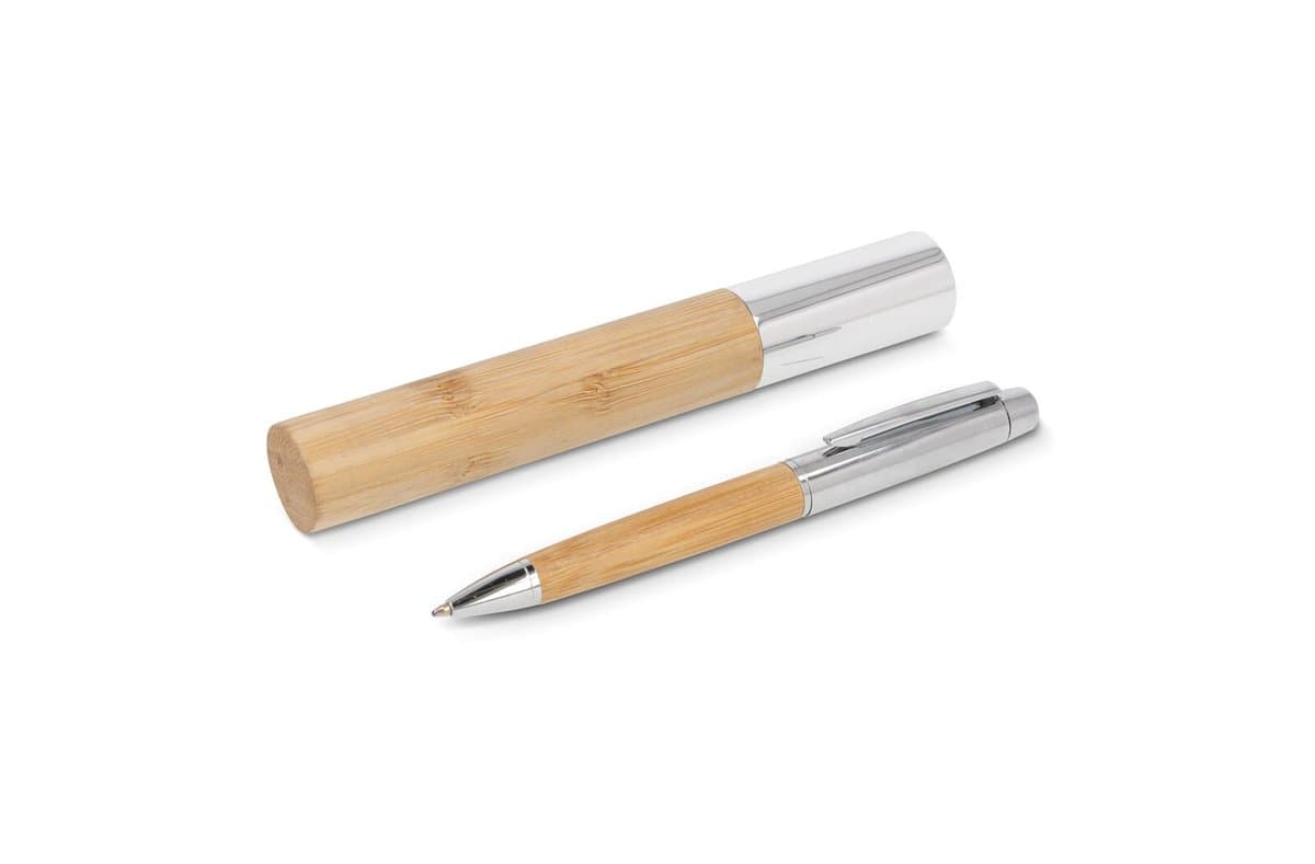 Metal Ball pen bamboo in tube 3
