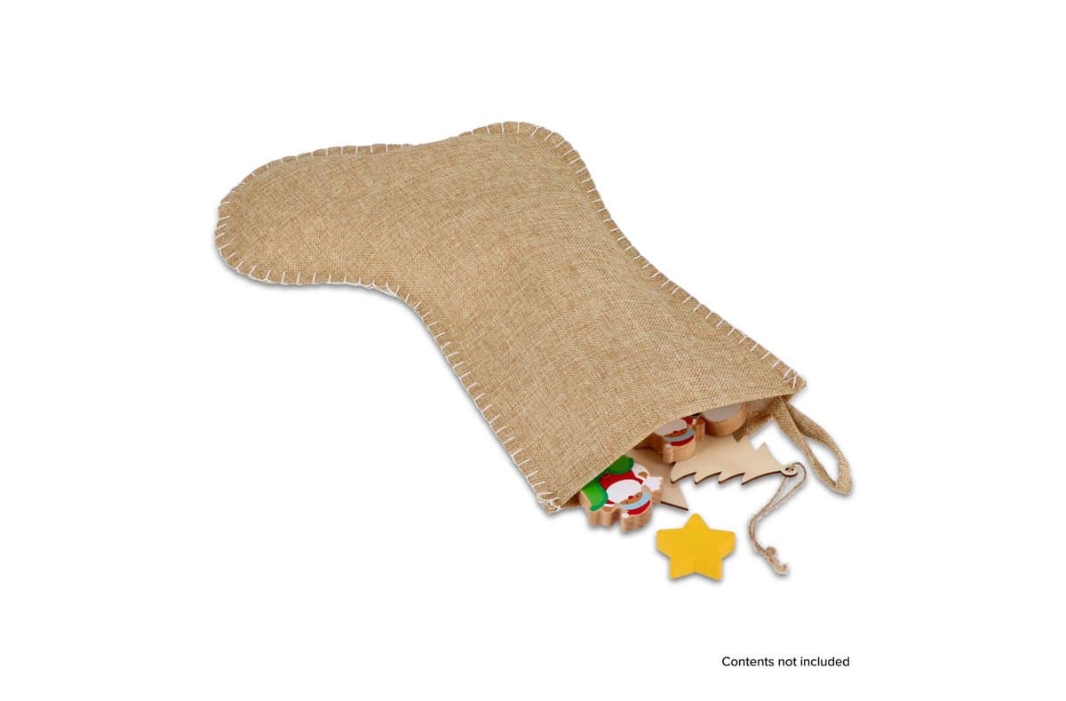 Jute-style Christmas stocking with decorative stitching 40 cm 4