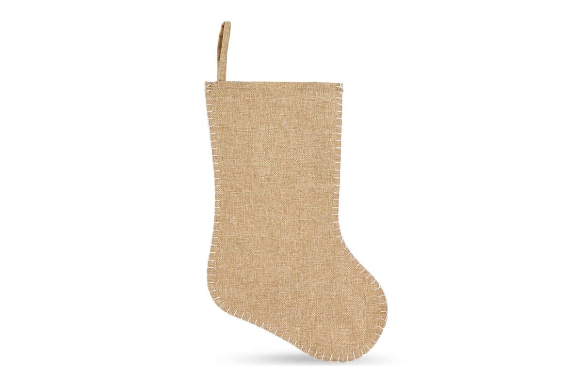 Jute-style Christmas stocking with decorative stitching 40 cm 5