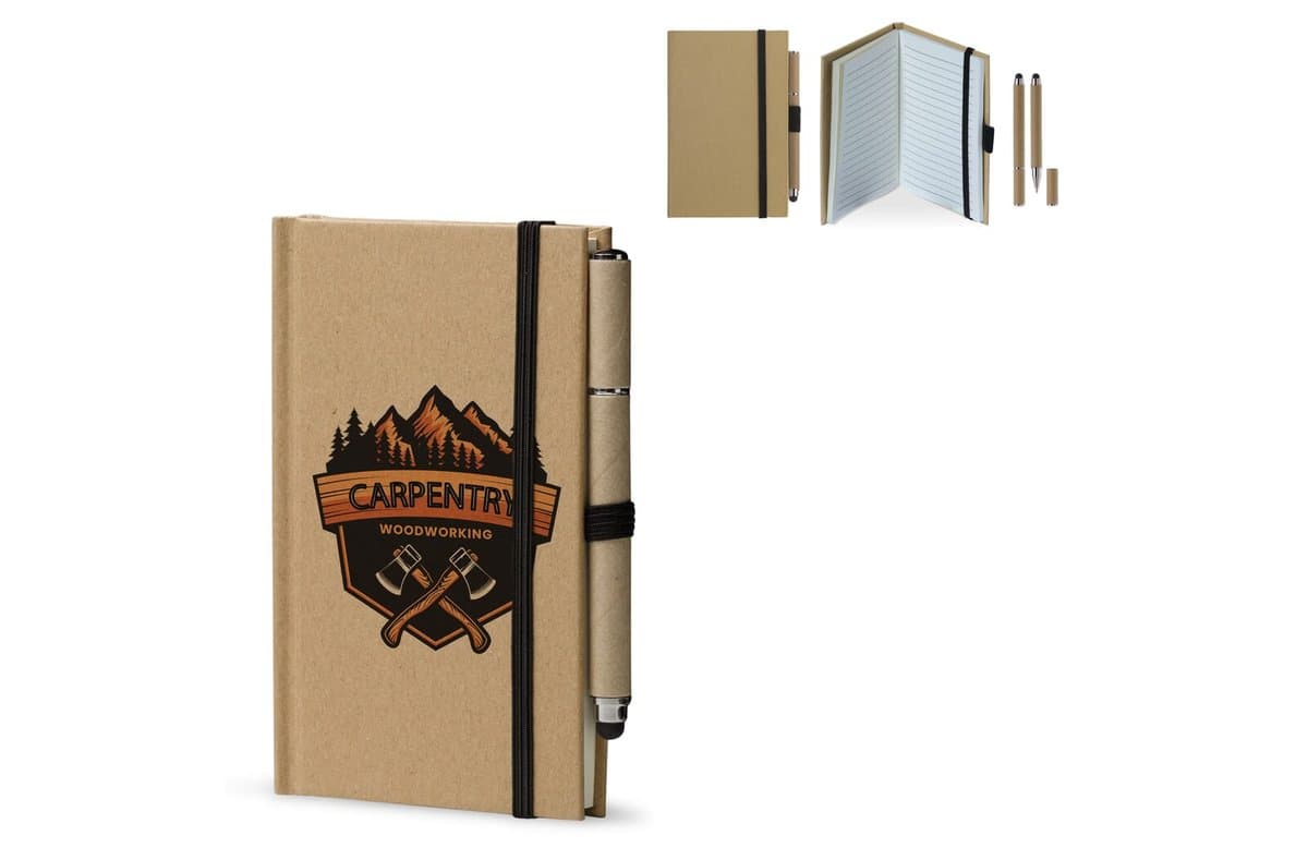 Cardboard notebook A6 + pen LT87949 1