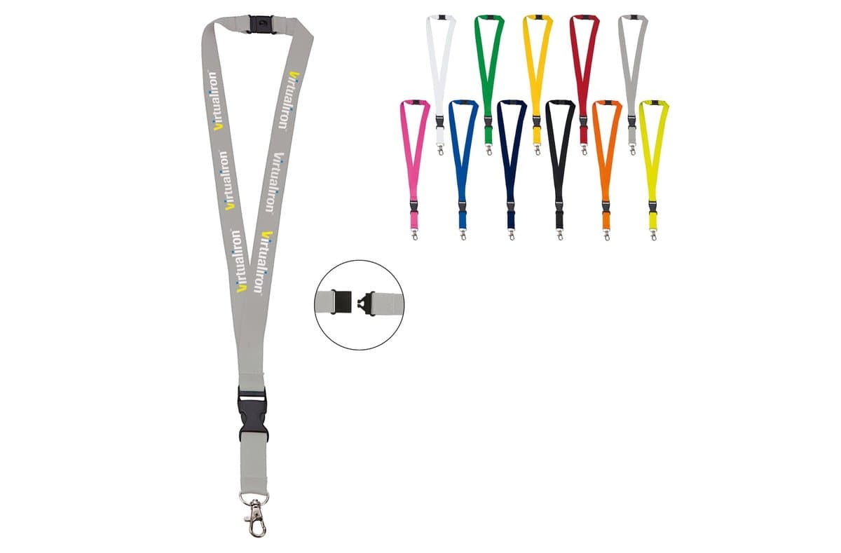 Polyester lanyard 20mm with buckle and hook