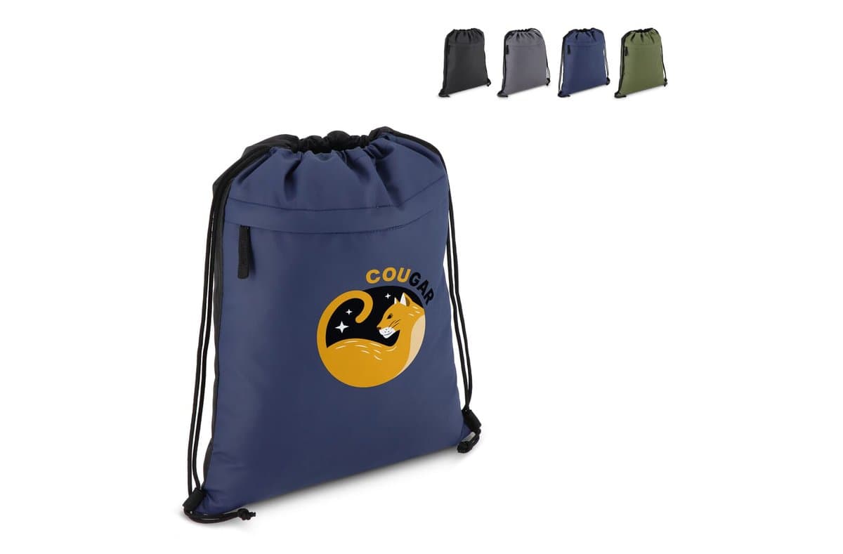 PU coated R-PET 600D Drawstring bag 33 x 42 cm