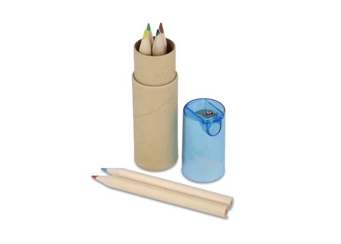 Colouring pencils in cardboard tube with sharpener lid 2