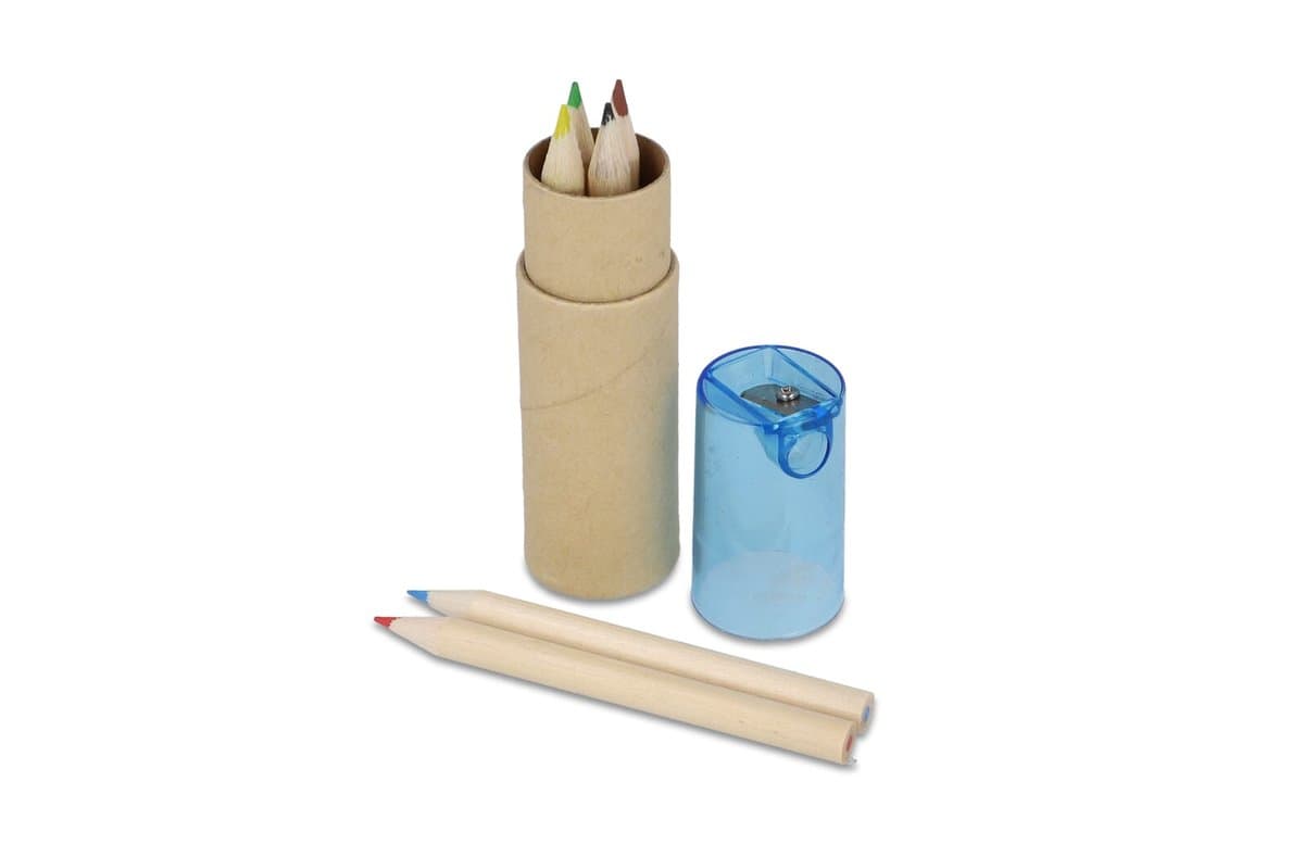 Colouring pencils in cardboard tube with sharpener lid 3