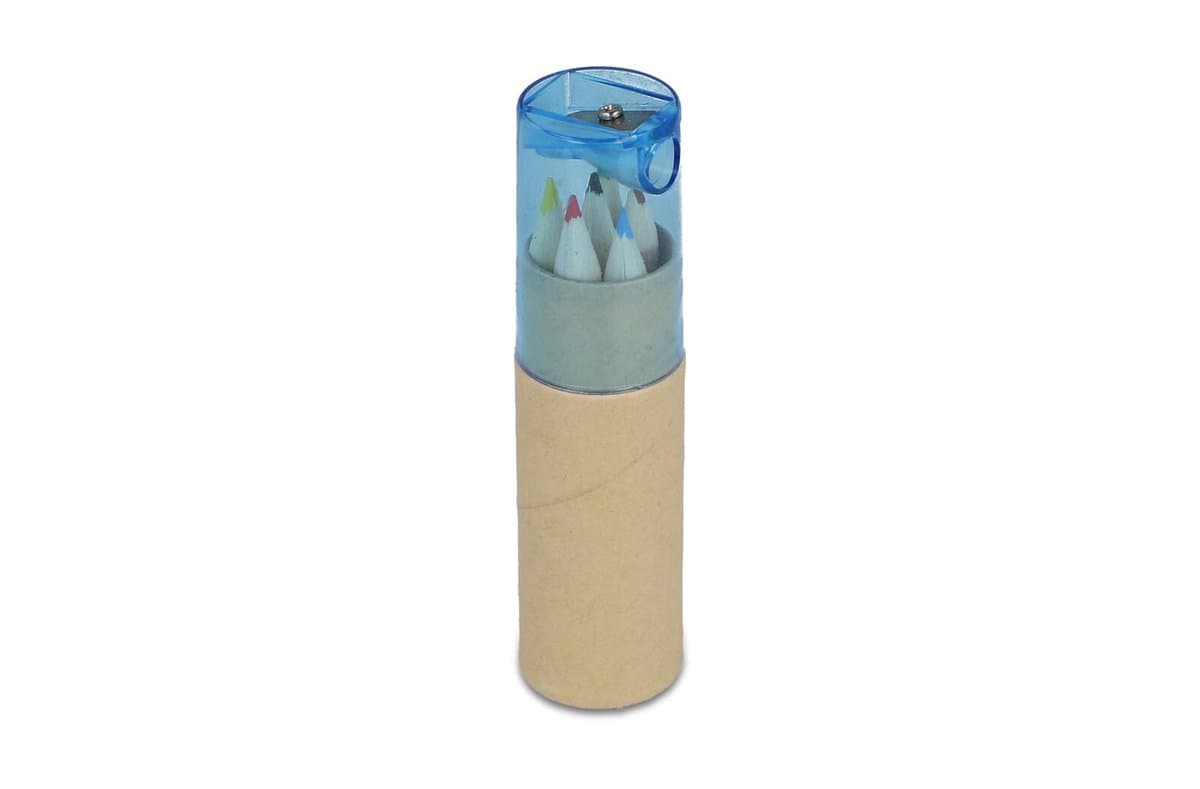 Colouring pencils in cardboard tube with sharpener lid 4