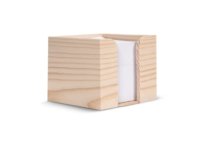 Paper pad 10x10x8.5cm in wooden cube box 2