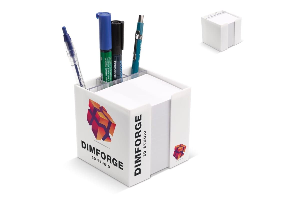 Paper pad 10x10x10cm  in cube box with stationery compartments 1