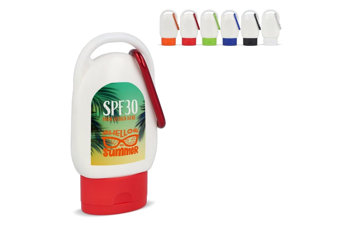 Sunscreen Lotion with carabiner SPF30 recycled material