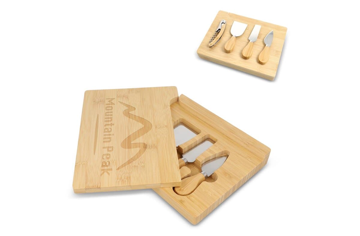 4pc Bamboo cheese & wine serving set 1