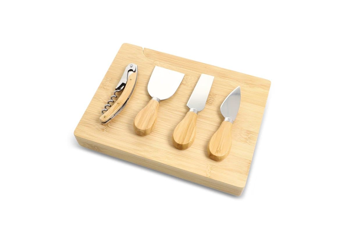 4pc Bamboo cheese & wine serving set 5