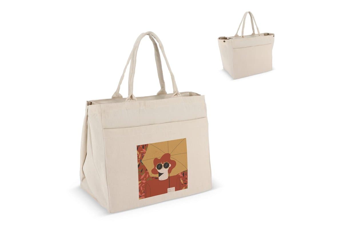 Cotton Tote bag with zip OEKO-TEX® 39 x 24 x 34cm 320g/m²