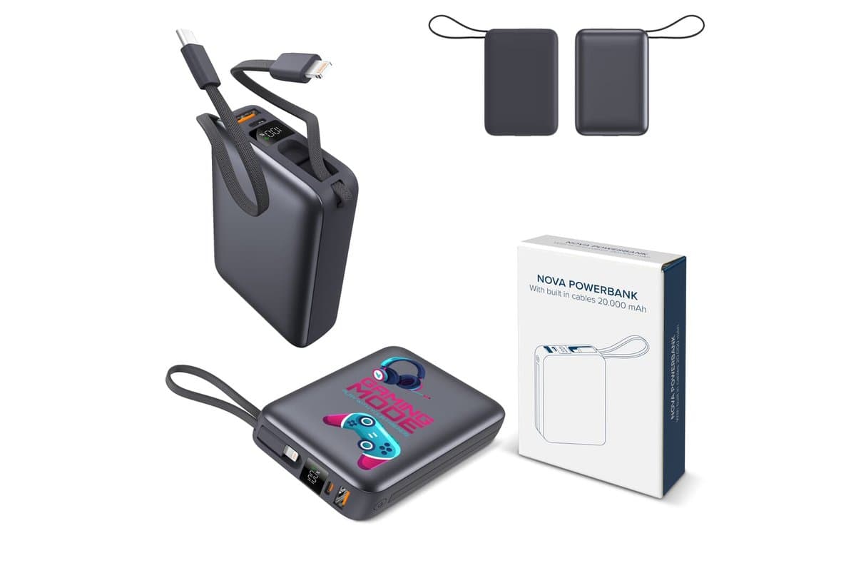 Nova Powerbank 22.5W Power Delivery with built in cables 20000 mAh