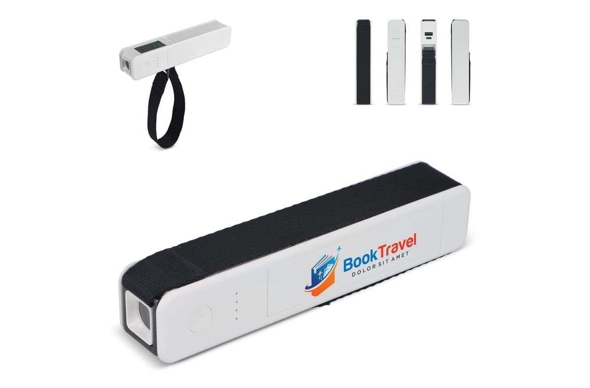 5-in-1 Travel Powerbank 2600 mAh - Lugage Scale - Flashlight - Ruler - Temperature Meter