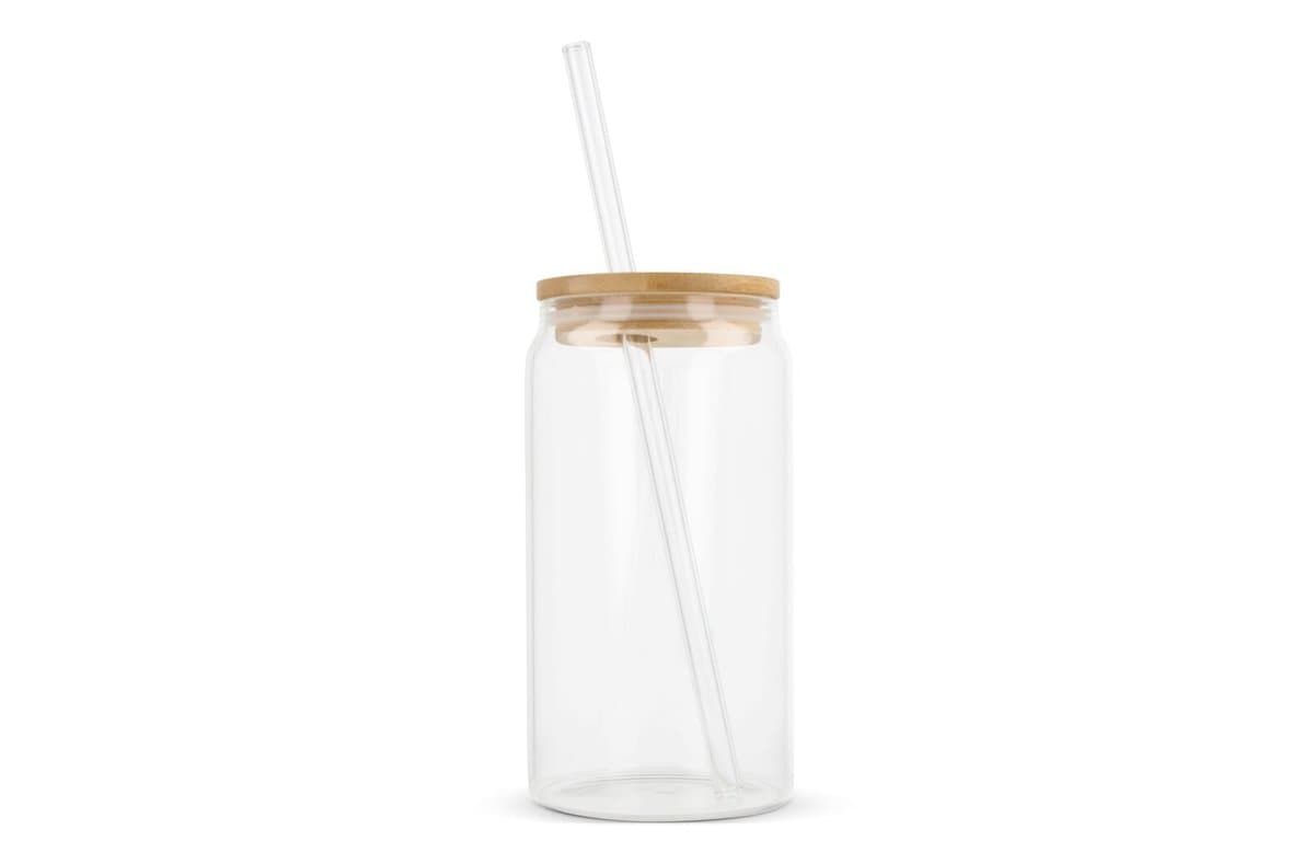 Glass with bamboo lid & straw 450 ml 5