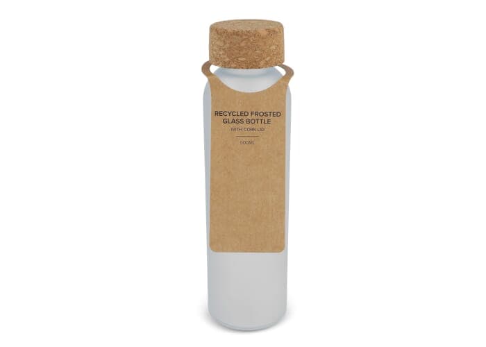 Frosted recycled glass bottle with cork lid 500ml 2