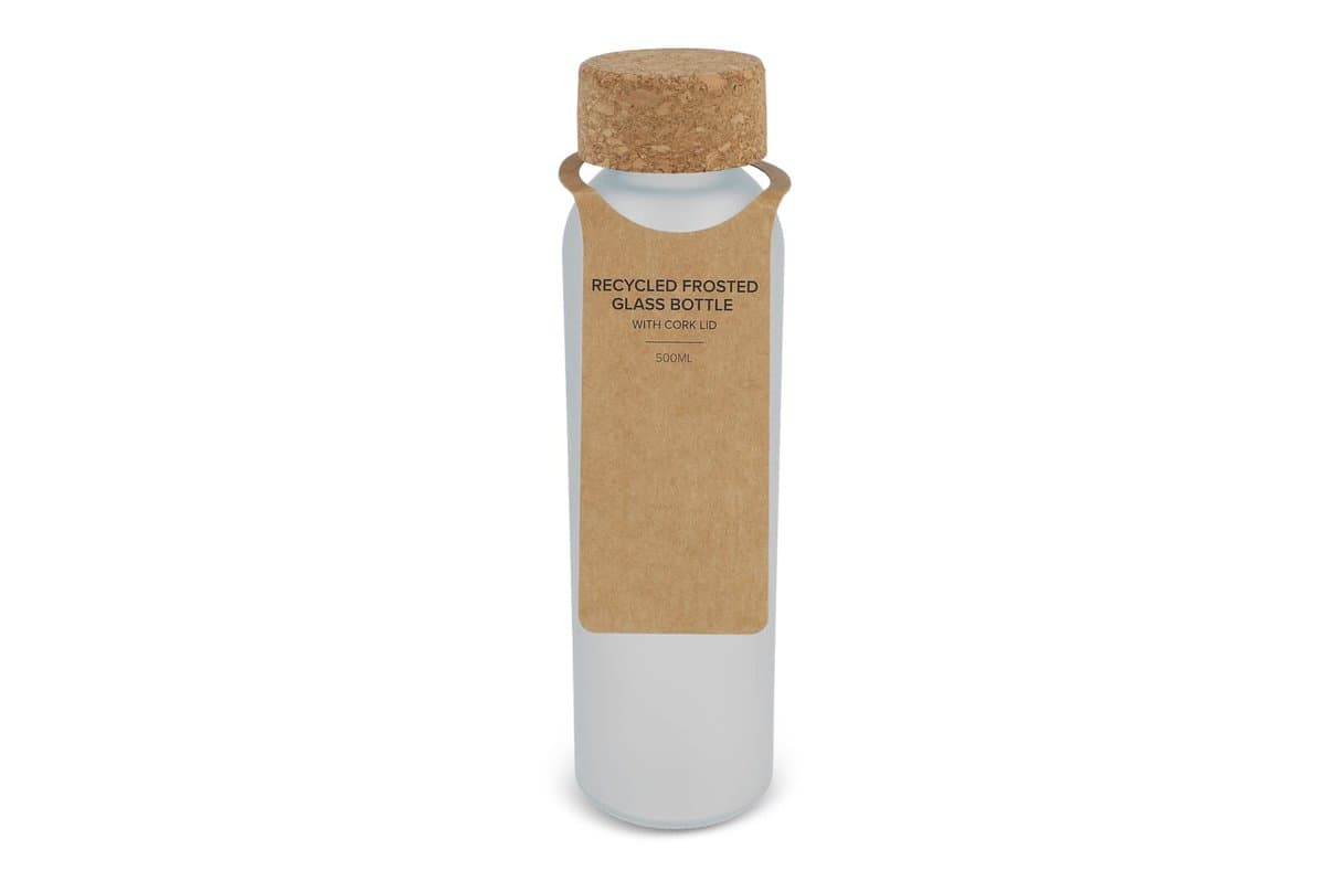 Frosted recycled glass bottle with cork lid 500ml 3