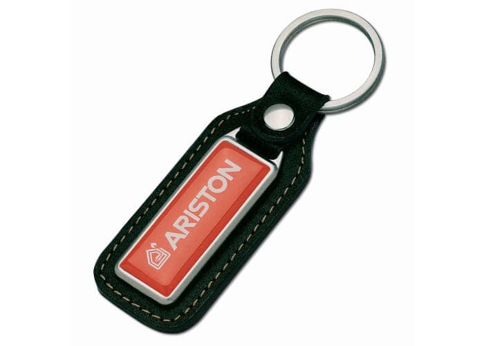 Keyring metal, real leather, Doming. 2