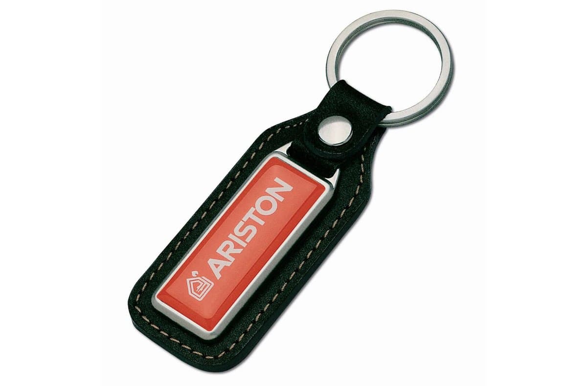 Keyring metal, real leather, Doming. 3