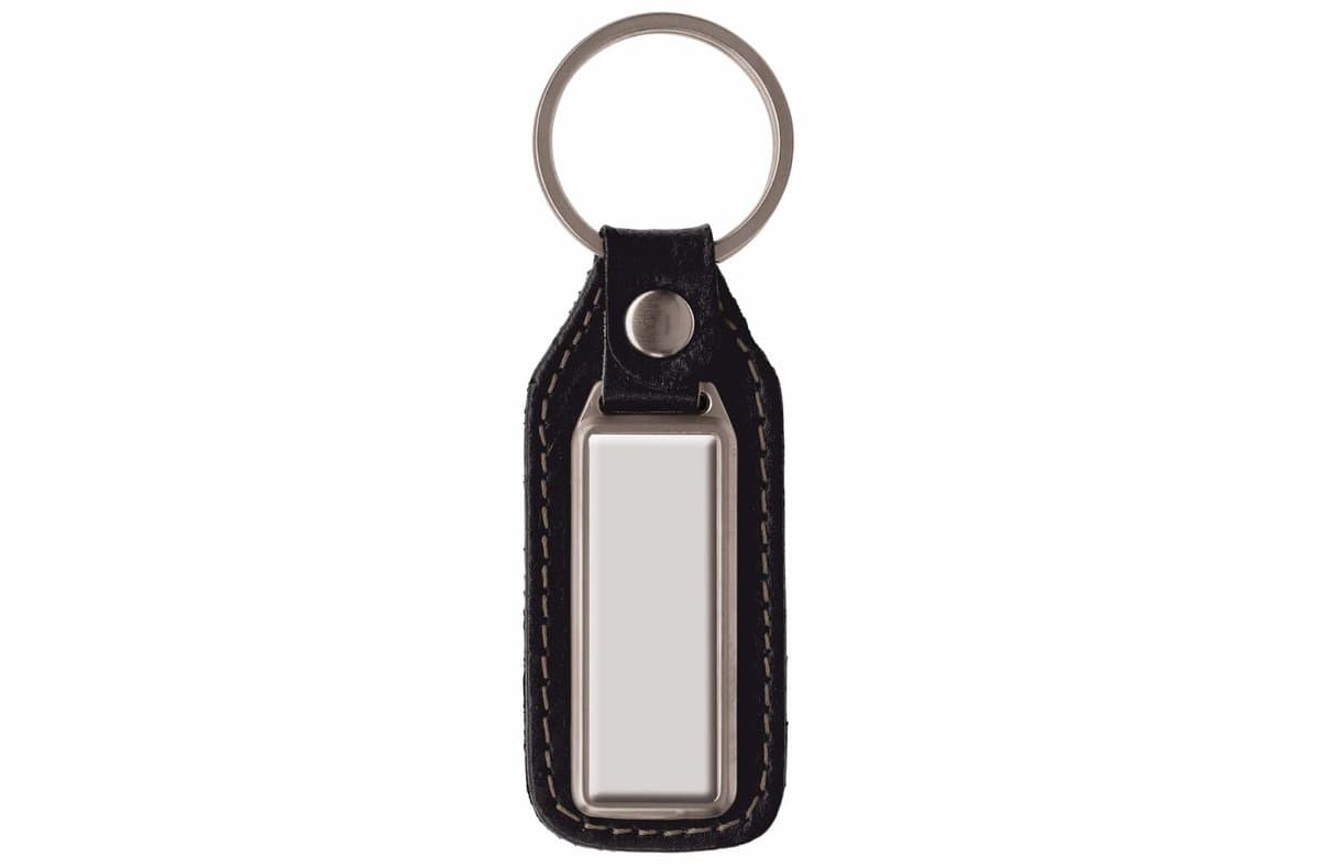 Keyring metal, real leather, Doming. 4