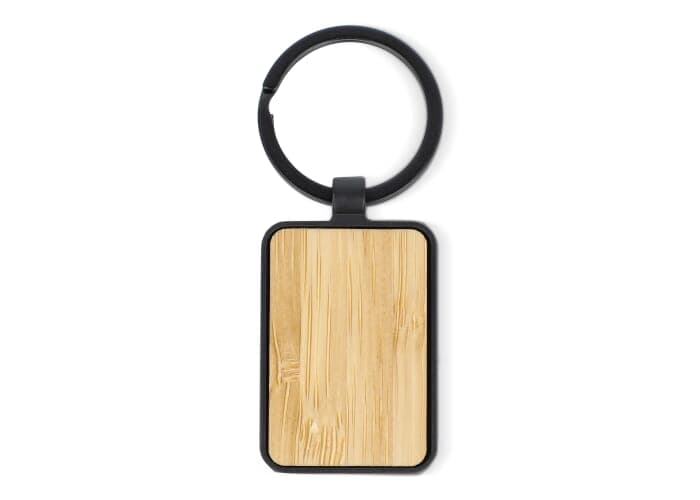 Bamboo and metal keychain rectangle 2