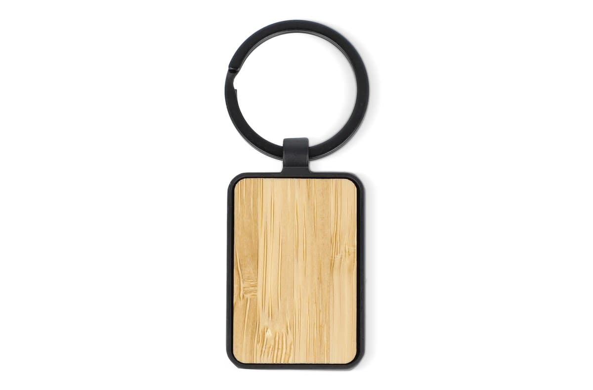 Bamboo and metal keychain rectangle 3