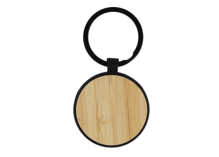 Bamboo and metal keychain round 2
