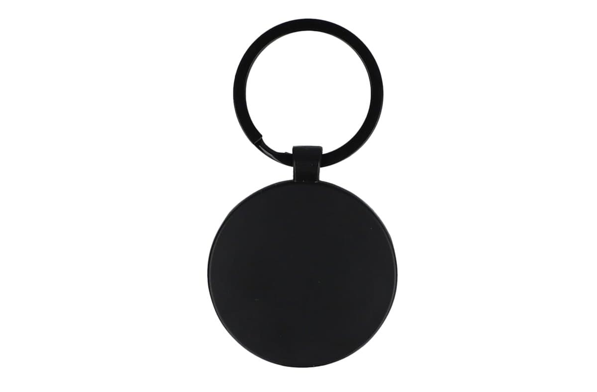 Bamboo and metal keychain round 4