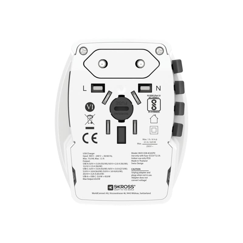 SKROSS® MUV AC65PD world adapter with USB-C cable  2