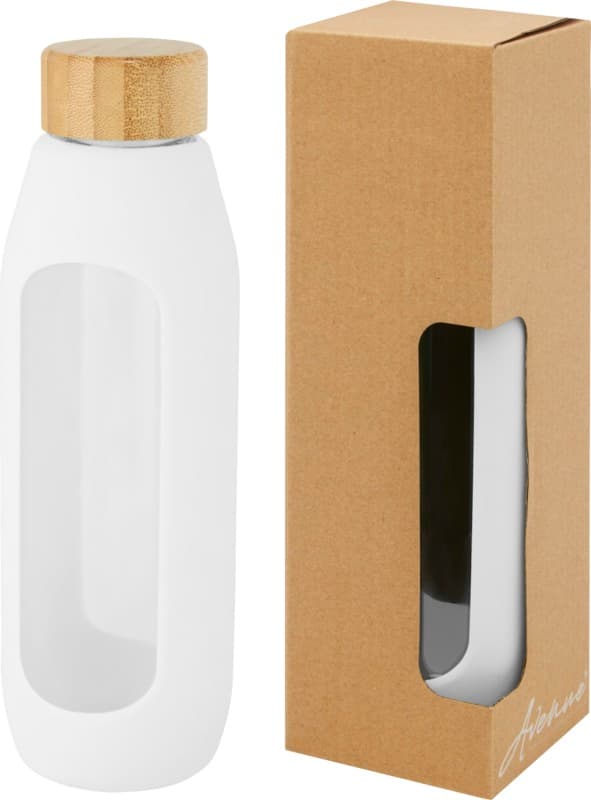 Tidan 600 ml borosilicate glass bottle with silicone grip