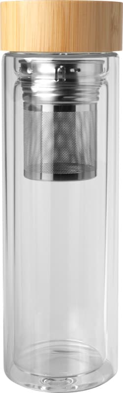 Bailey 400 ml borsilicate glass infuser bottle with bamboo lid 2